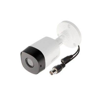 Cámara Bala Dahua DH-HAC-B2A21N-A-0280B para vigilancia en interiores y exteriores. Ofrece resolución de 1080p, lente de 2.8 mm, visión nocturna por infrarrojos, carcasa IP67, micrófono incorporado y tecnología 4 en 1.