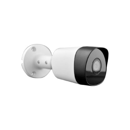 Cámara Bala Dahua DH-HAC-B2A21N-A-0280B para vigilancia en interiores y exteriores. Ofrece resolución de 1080p, lente de 2.8 mm, visión nocturna por infrarrojos, carcasa IP67, micrófono incorporado y tecnología 4 en 1.