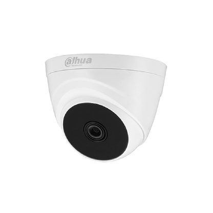 Cámara domo torreta analógica 4 en 1 Dahua DH-HAC-T1A21N-0360B para vigilancia discreta y económica. Soporta CVBS, HD-CVI, AHD y TVI, captura imágenes de 1080p, tecnología DWDR, visión nocturna por infrarrojos y diseño compacto.