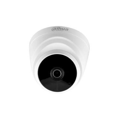 Cámara domo torreta analógica 4 en 1 Dahua DH-HAC-T1A21N-0360B para vigilancia discreta y económica. Soporta CVBS, HD-CVI, AHD y TVI, captura imágenes de 1080p, tecnología DWDR, visión nocturna por infrarrojos y diseño compacto.