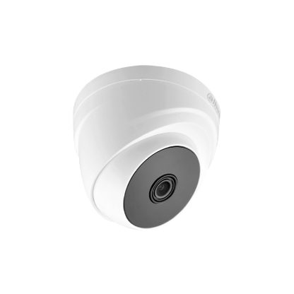 Cámara domo torreta analógica 4 en 1 Dahua DH-HAC-T1A21N-0360B para vigilancia discreta y económica. Soporta CVBS, HD-CVI, AHD y TVI, captura imágenes de 1080p, tecnología DWDR, visión nocturna por infrarrojos y diseño compacto.