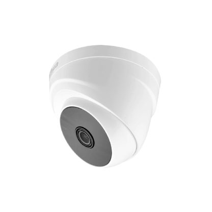Cámara domo torreta analógica 4 en 1 Dahua DH-HAC-T1A21N-0360B para vigilancia discreta y económica. Soporta CVBS, HD-CVI, AHD y TVI, captura imágenes de 1080p, tecnología DWDR, visión nocturna por infrarrojos y diseño compacto.